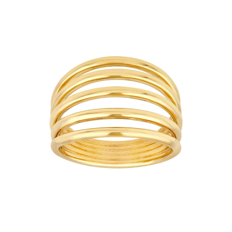 14K Gold Five Row Cuff Ring