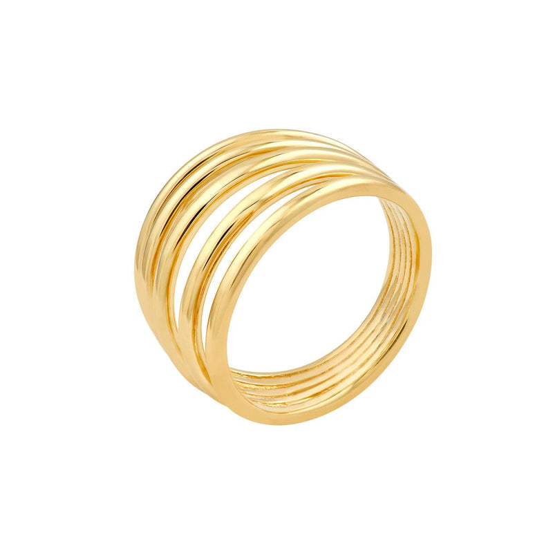 14K Gold Five Row Cuff Ring