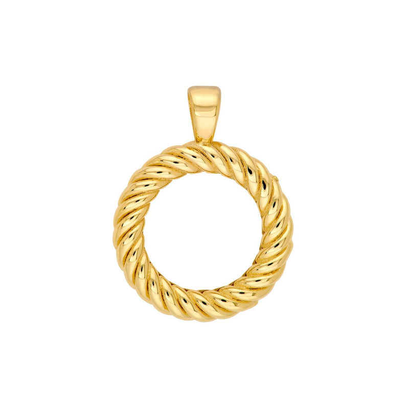 14K Gold Twisted Rope Open Circle Pendant