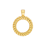 14K Gold Rope Circle Pendant