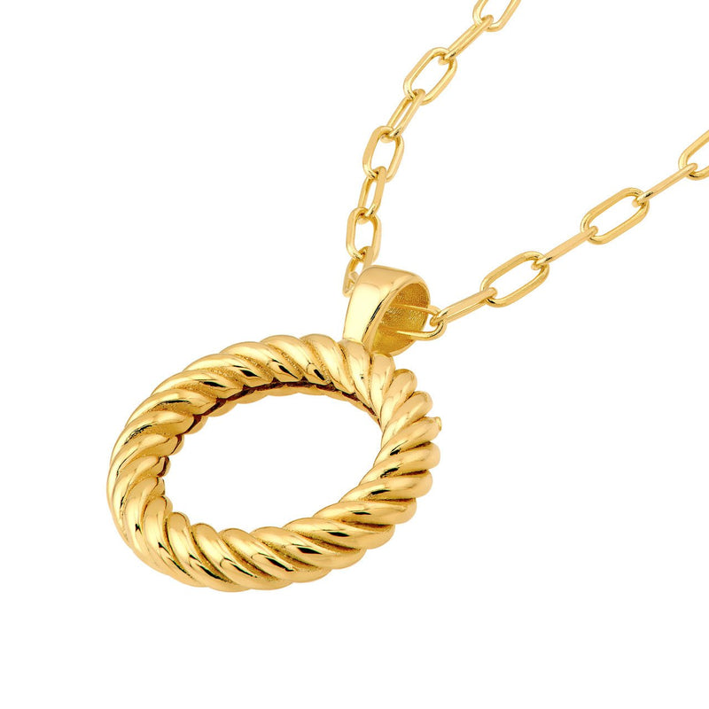 14K Gold Rope Circle Pendant