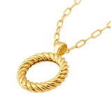 14K Gold Twisted Rope Open Circle Pendant