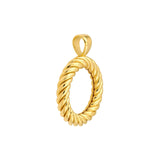 14K Gold Twisted Rope Open Circle Pendant
