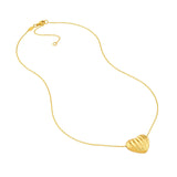 14K Gold Fluted Heart Pendant Necklace