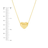 14K Gold Fluted Heart Pendant Necklace
