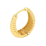 14K Gold Graduated Ribbed Oval Hoop Earrings