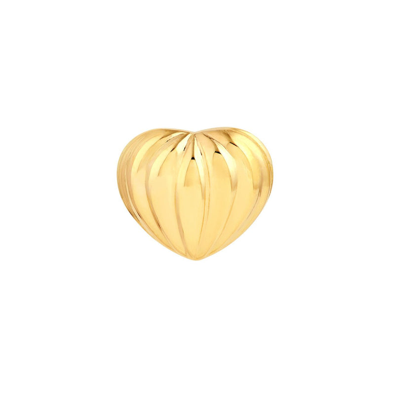 14K Gold Fluted Heart Stud Earrings