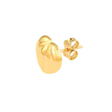 14K Gold Fluted Heart Stud Earrings