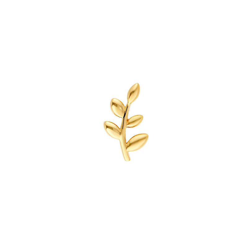 14K Gold Leaf Branch Stud Earrings