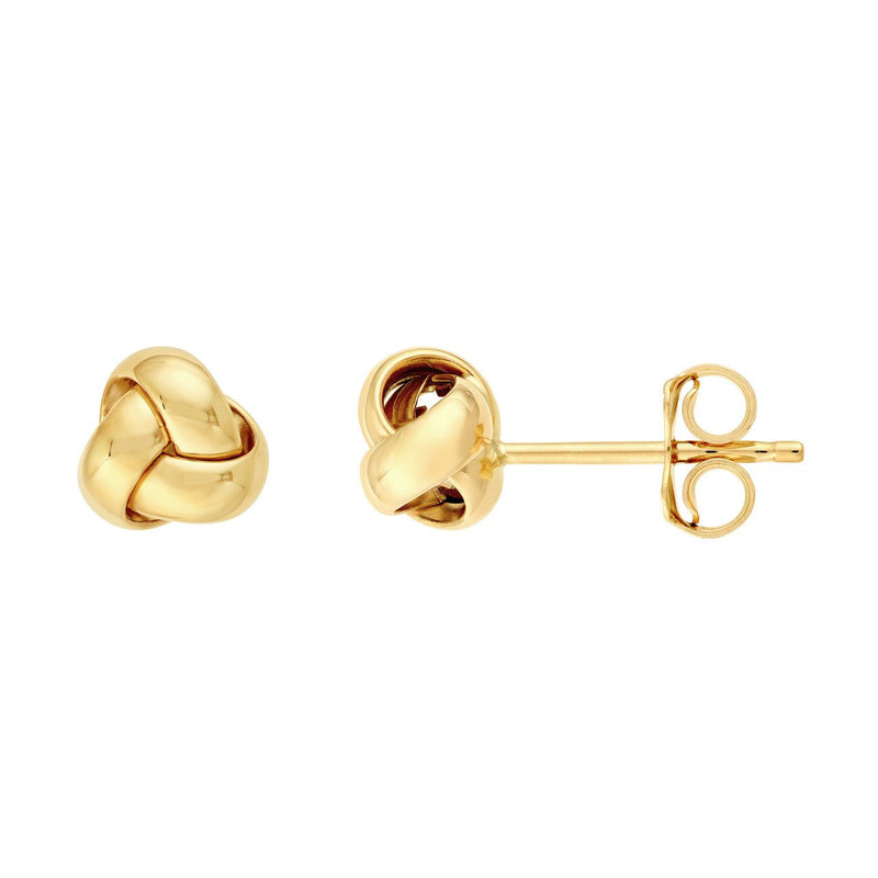 14K Gold Tri Knot Love Stud Earrings