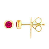 14K Gold 3MM Ruby Stud Earrings