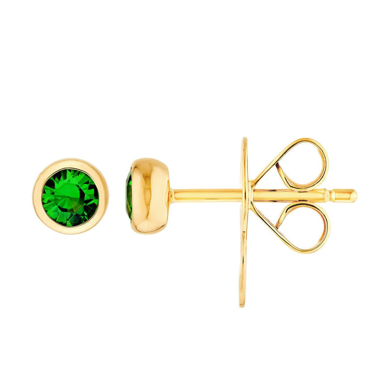 14K Gold 3MM Tsavorite Stud Earrings