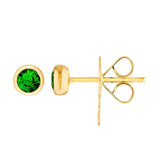 14K Gold 3MM Tsavorite Stud Earrings