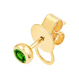 14K Gold 3MM Tsavorite Round Bezel Stud Earrings