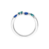 14K Gold Teal and Blue Sapphire Blossom Ring