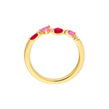14K Gold Pink Sapphire and Ruby Blossom Ring