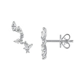 14K Gold Diamond Blossom Stud Earrings