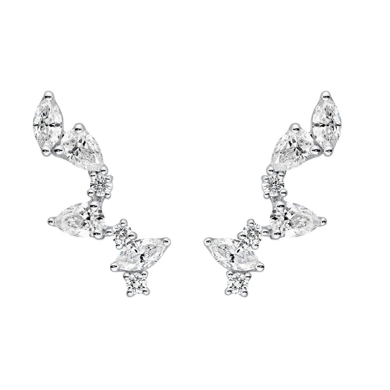 14K Gold Diamond Blossom Stud Earrings
