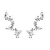 14K Gold Diamond Blossom Stud Earrings