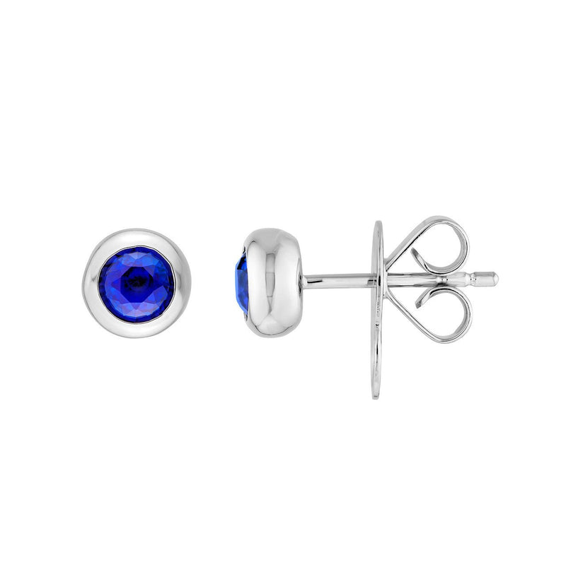 14K Gold 4MM Blue Sapphire Stud Earrings
