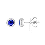 14K Gold 4MM Blue Sapphire Stud Earrings
