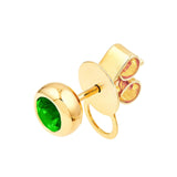 14K Gold 4MM Tsavorite Round Bezel Stud Earrings