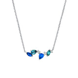 14K Gold Mini Teal and Blue Sapphire Blossom Necklace