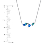 14K Gold Mini Teal and Blue Sapphire Blossom Necklace