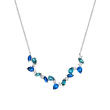 14K Gold Teal and Blue Sapphire Blossom Necklace