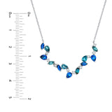 14K Gold Teal and Blue Sapphire Blossom Necklace