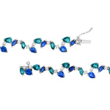 14K Gold Teal and Blue Sapphire Blossom Bracelet
