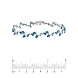 14K Gold Teal and Blue Sapphire Blossom Bracelet