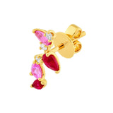 14K Gold Pink Sapphire and Ruby Blossom Stud Earrings