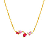 14K Gold Pink Sapphire and Ruby Blossom Necklace