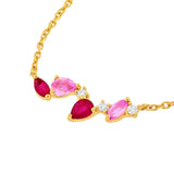 14K Gold Pink Sapphire and Ruby Blossom Necklace