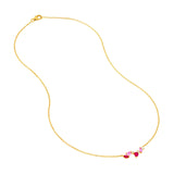 14K Gold Pink Sapphire and Ruby Blossom Necklace
