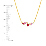 14K Gold Pink Sapphire and Ruby Blossom Necklace