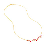 14K Gold Pink Sapphire and Ruby Blossom Necklace