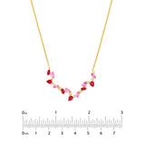 14K Gold Pink Sapphire and Ruby Blossom Necklace