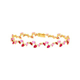 14K Gold Pink Sapphire and Ruby Blossom Bracelet