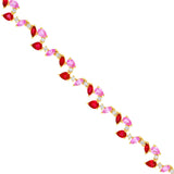 14K Gold Pink Sapphire and Ruby Blossom Bracelet