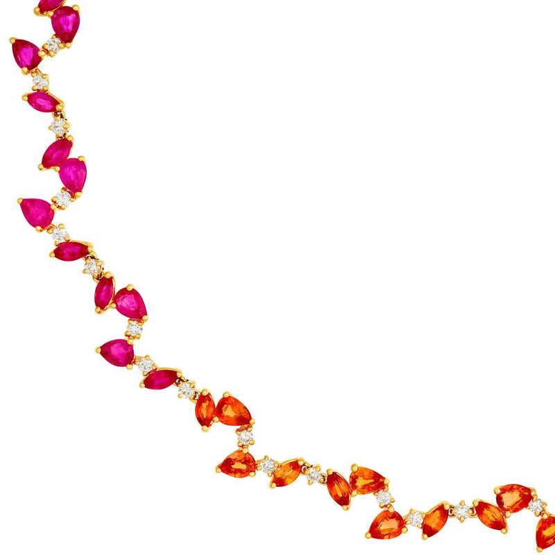 14K Gold Rainbow Sapphire Blossom Necklace