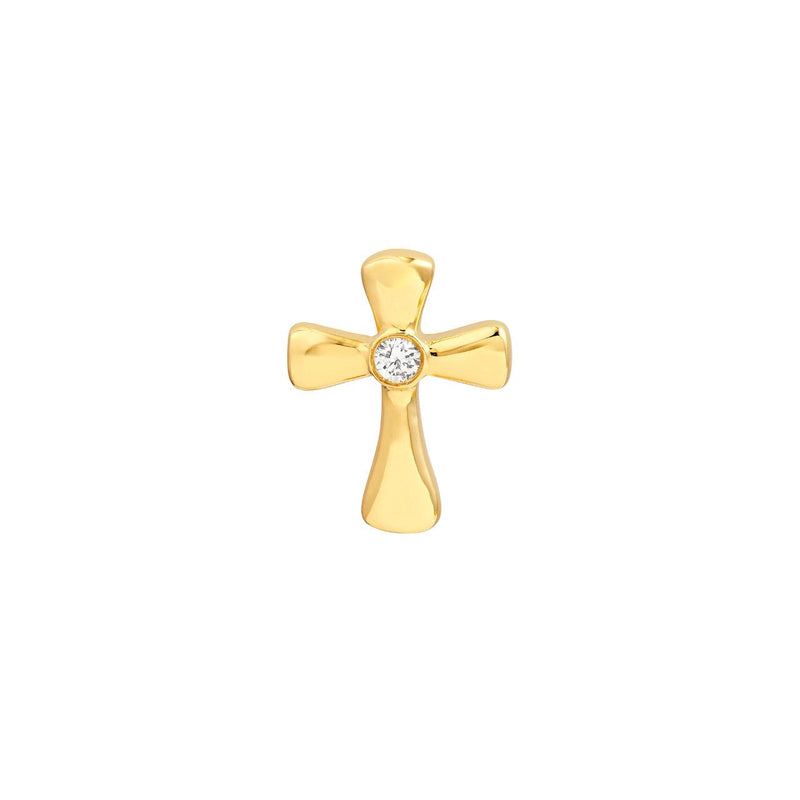 14K Gold Curvy Cross Diamond Stud Earrings