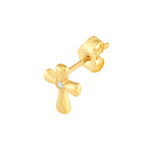 14K Gold Curvy Cross Diamond Stud Earrings