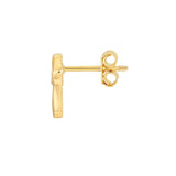 14K Gold Curvy Cross Diamond Stud Earrings