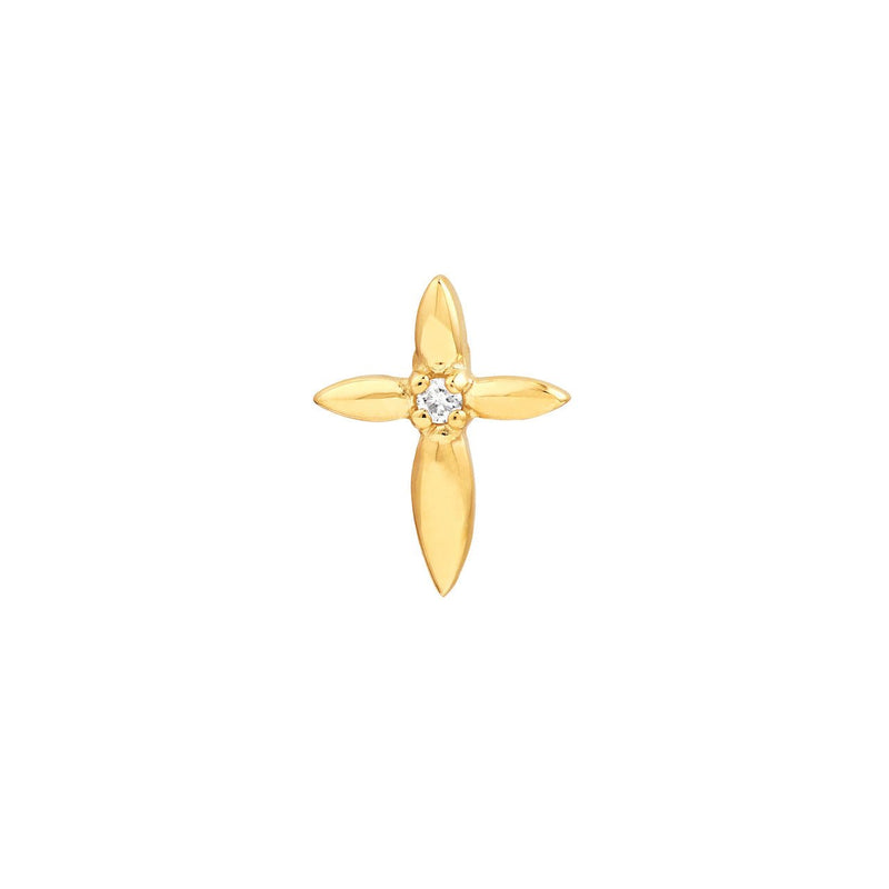 14K Gold Cross Petal Diamond Stud Earrings