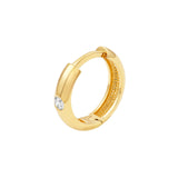 14K Gold 13MM Inset Diamond Round Hoop Earrings