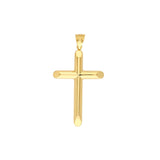 14K Gold Beveled Edge Cross Pendant