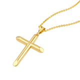 14K Gold Beveled Edge Cross Pendant