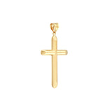 14K Gold Beveled Edge Cross Pendant